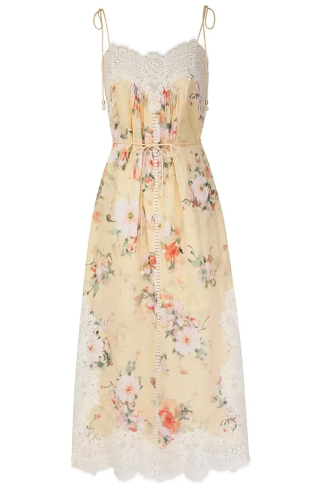 Zimmermann Everley Lace Trim Slip Midi Dress Floral Size AU 14 for rent on The Volte - main image