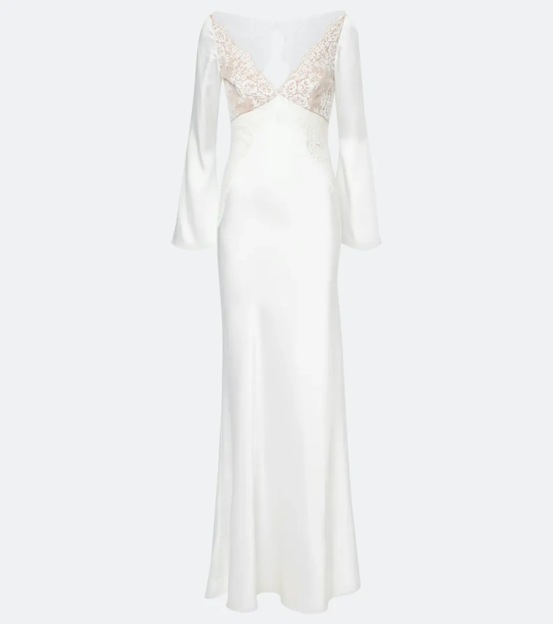 Self-Portrait x Christopher Kane Lace Trimmed Satin Gown White Size 10 for rent on The Volte - main image