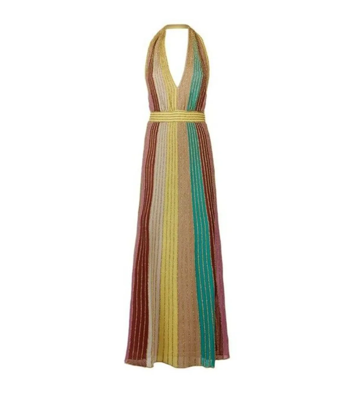 Missoni Striped Lurex Halter Maxi Dress Size AU 12 - Image 2