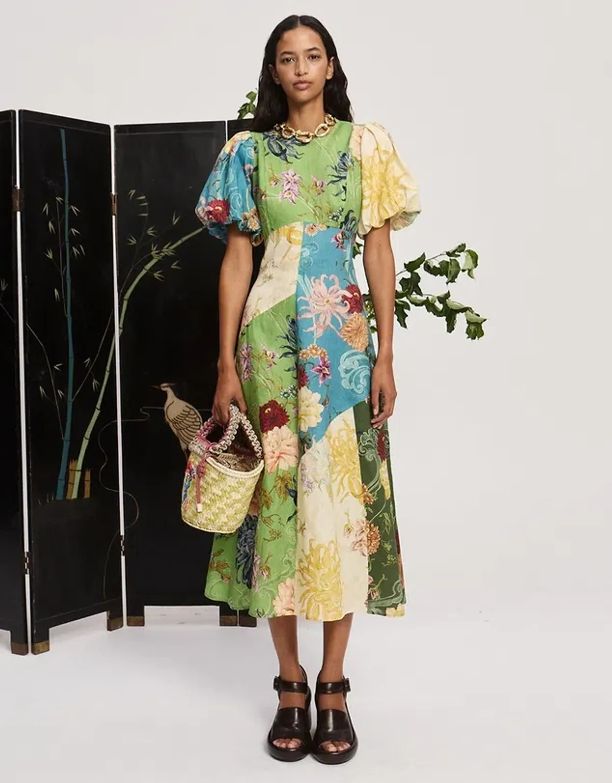 Alemais Avery Spliced Midi Dress Multi Print Size 16 - Image 1