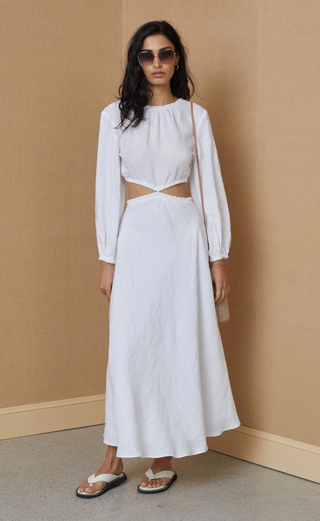 BEC & BRIDGE MADELEINE MIDI DRESS WHITE SIZE  6 for rent on The Volte - main image