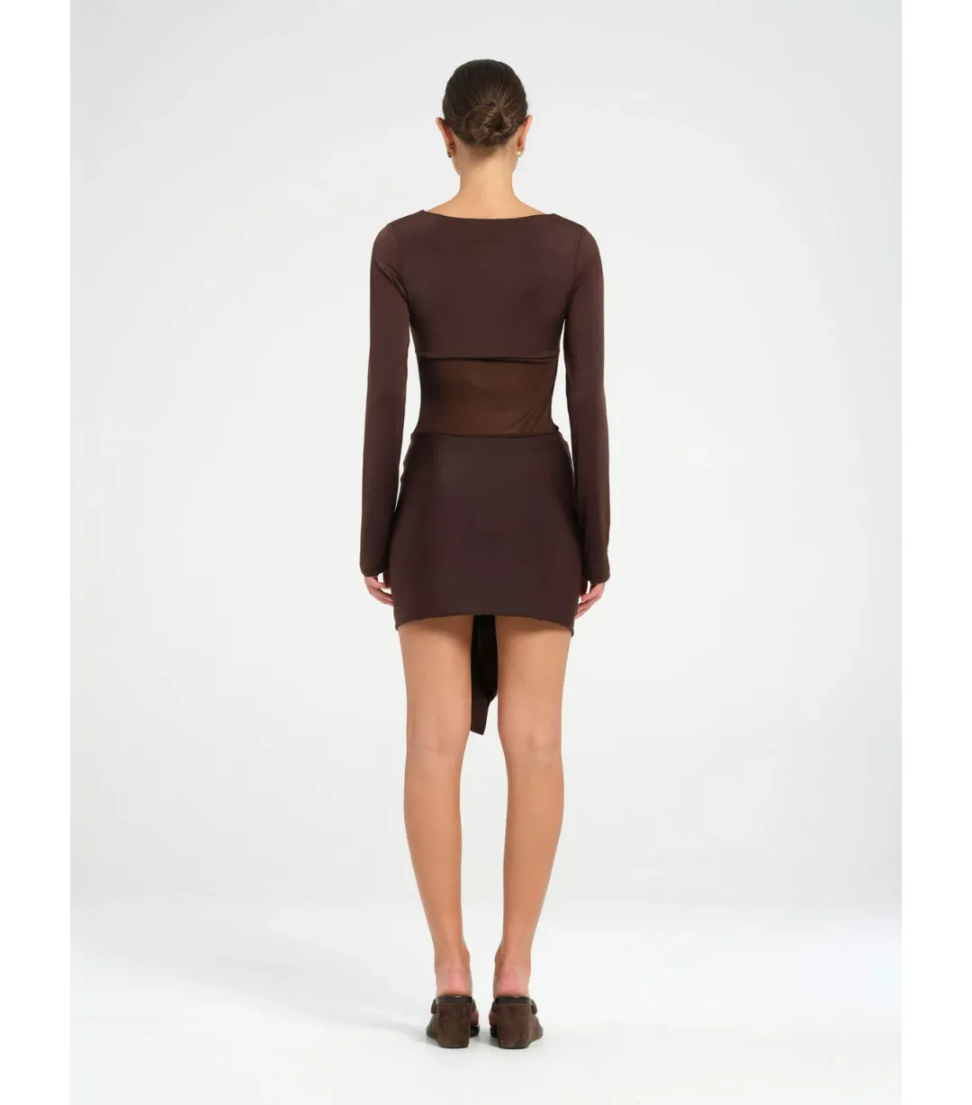 Benni Juni Mini Dress in Chocolate Size AU 8 for rent on The Volte - main image