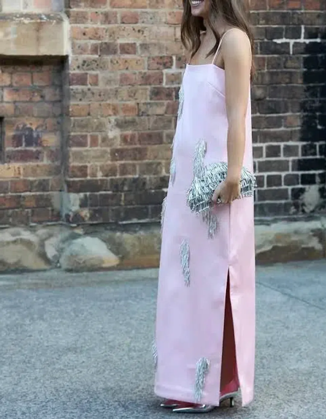 Alemais Cindy Embellished Slip Midi Dress Pink Size 6 for rent on The Volte - main image