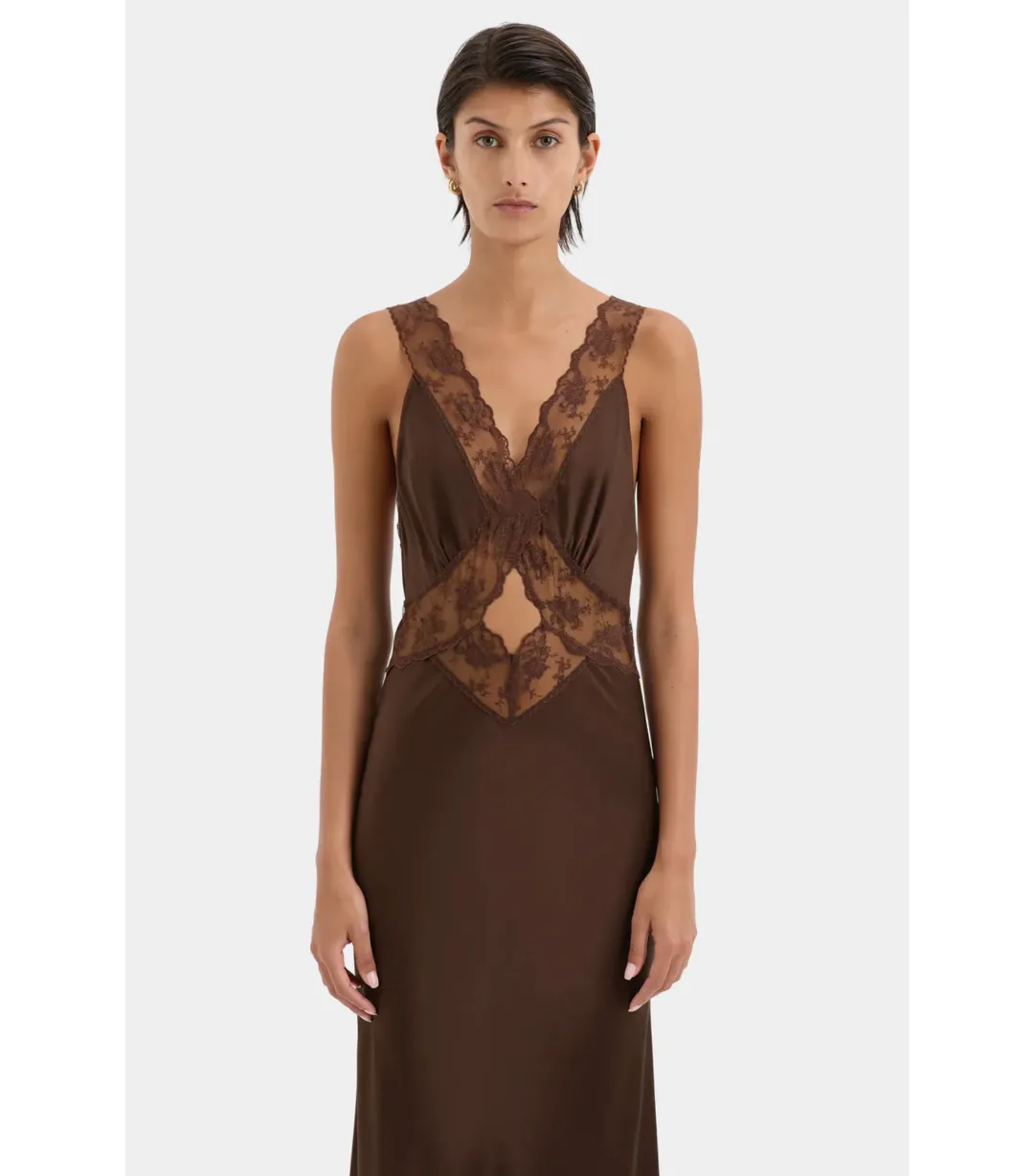 Sir the Label Aries Cut Out Dress Chocolate Size 3 / AU 12 for rent on The Volte - main image