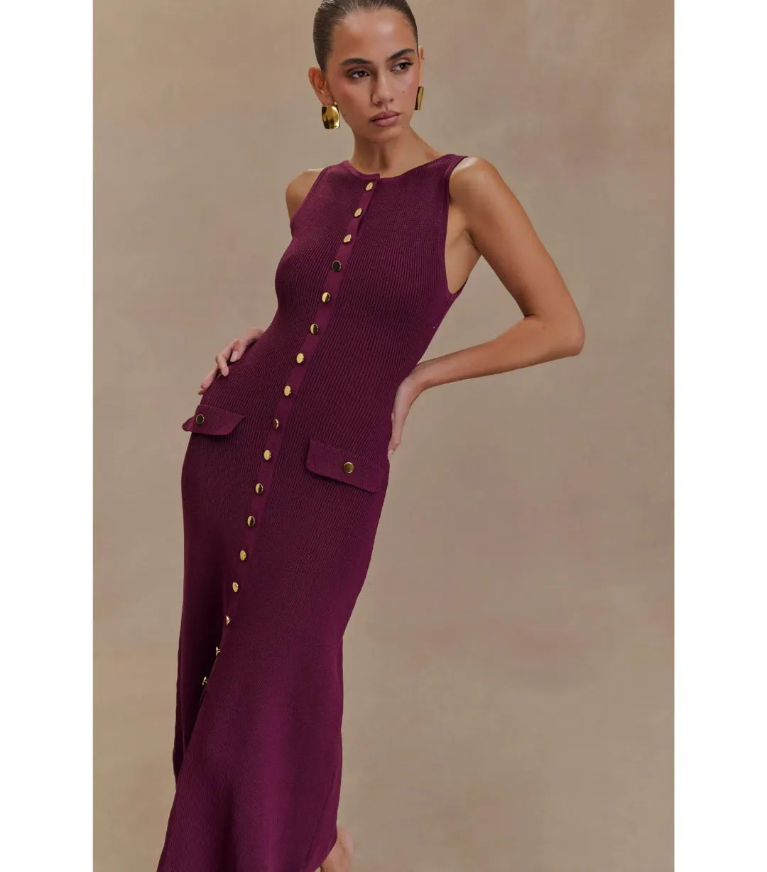Meshki Sawyer Sleeveless Buttoned Maxi Dress Plum Size XXS / AU 4 for rent on The Volte - main image