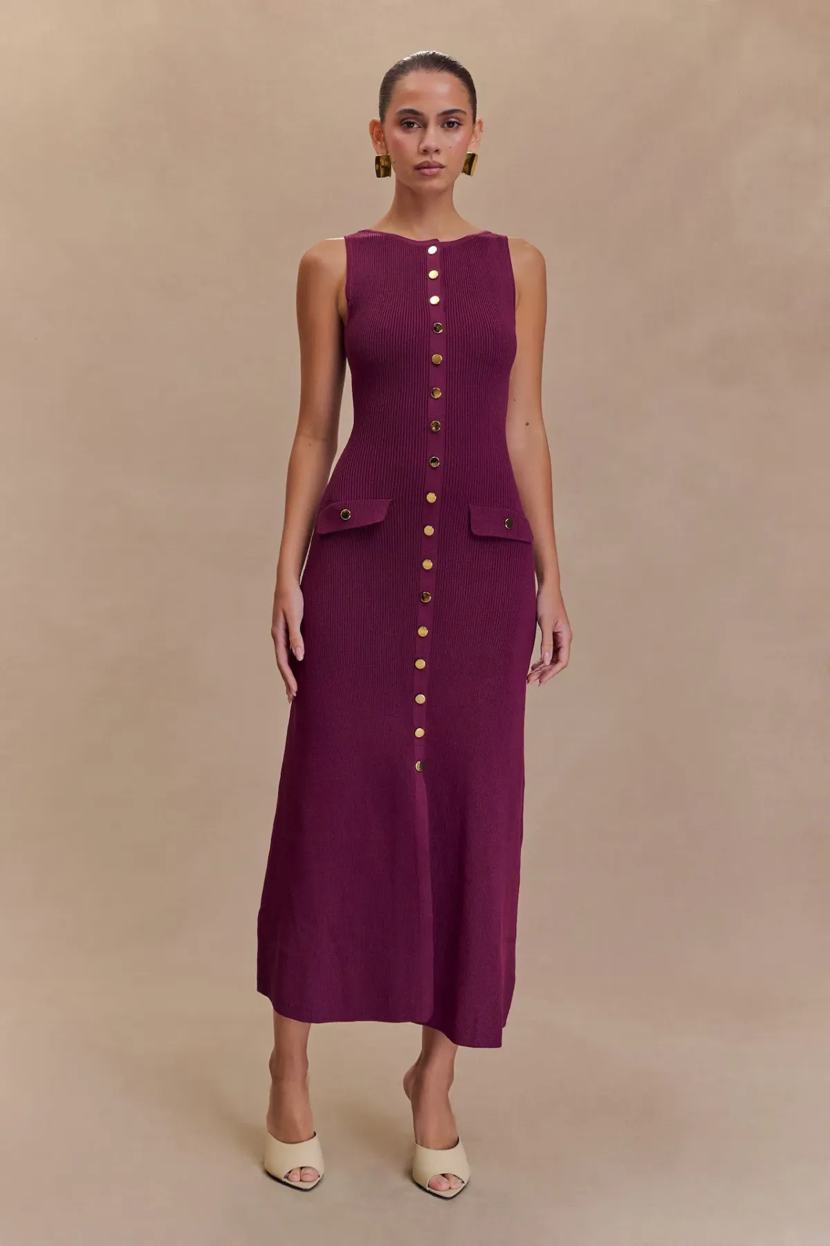 Meshki Sawyer Sleeveless Buttoned Maxi Dress Plum Size XXS / AU 4 - Image 1