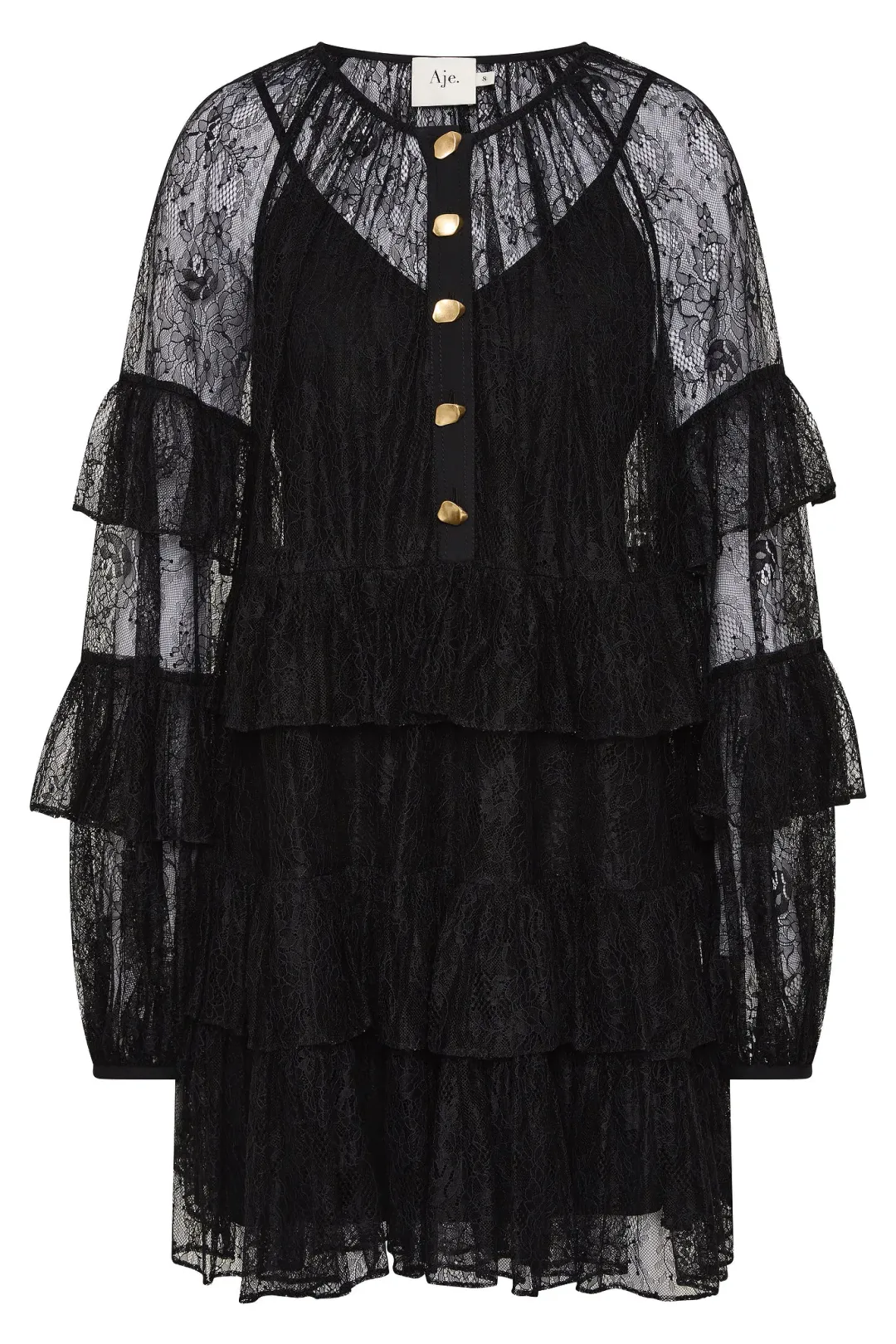 Aje Primrose Mini Dress Black Size 12/L for rent on The Volte - main image