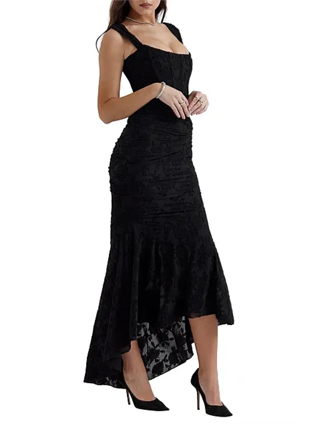 House of CB Cesca Corset Ruched Maxi Dress Black Size XS / AU 6 for rent on The Volte - main image