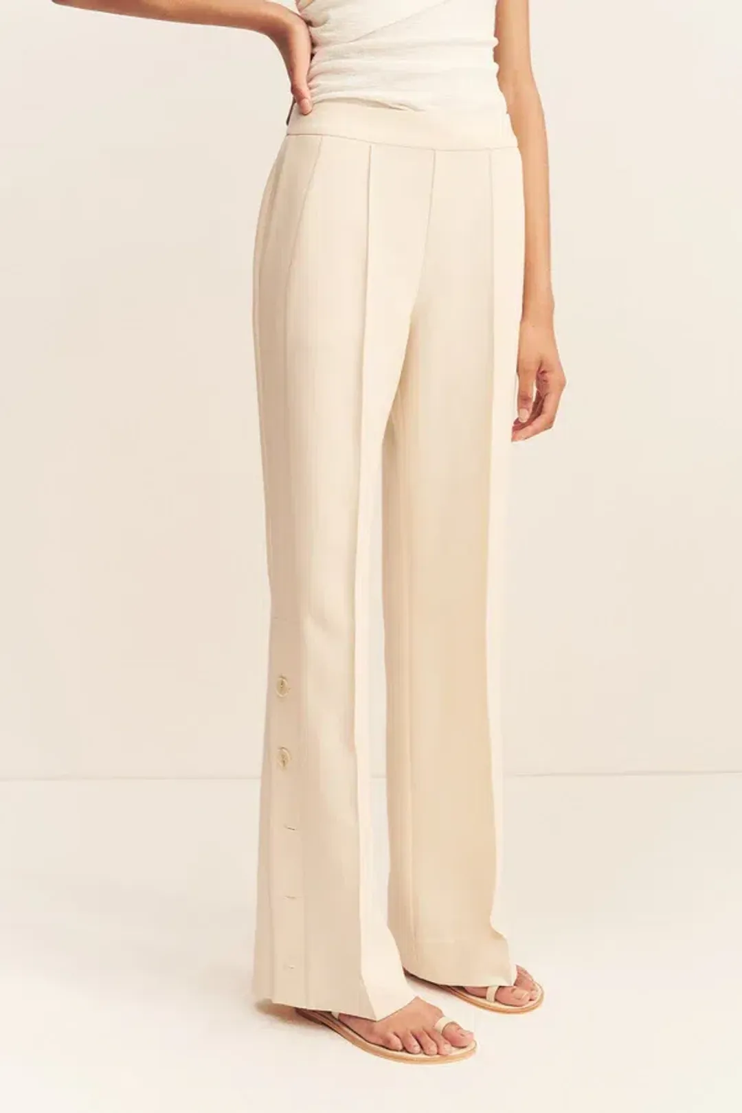 Shona Joy Irena Side Split Button Pant in Rice Size for rent on The Volte - main image