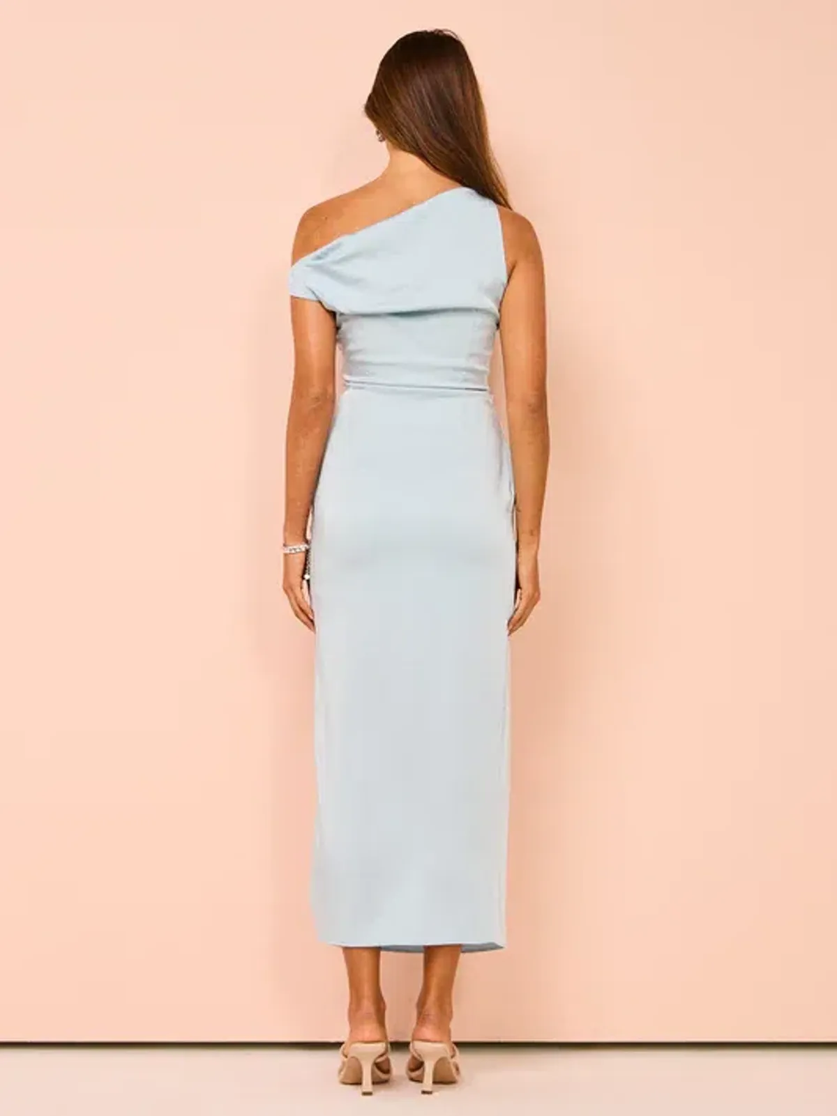 Bec & Bridge Rochelle Asym Midi Dress in Dolphin Blue Size AU 8 - Image 4