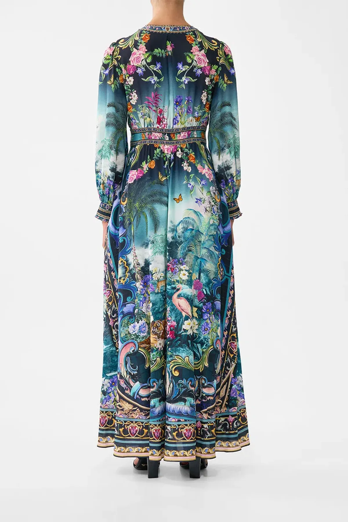 Camilla Basked In Baroque Button Maxi Dress With Shaped Waistband Multi Size 14/L - Image 2