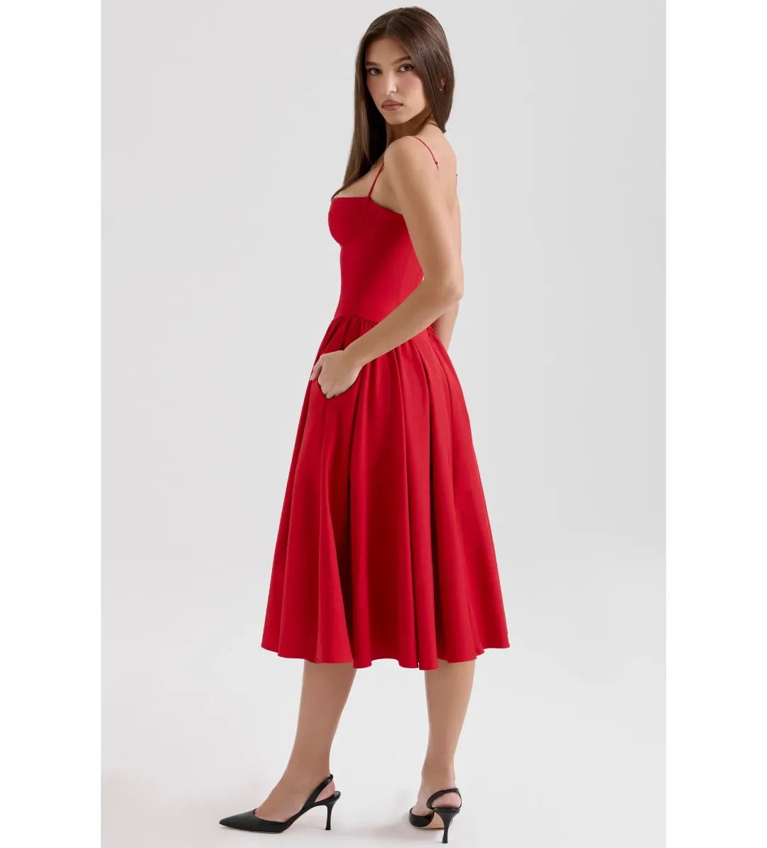 House of CB Samaria Midi Dress Red Size XS / Size 6 for rent on The Volte - main image