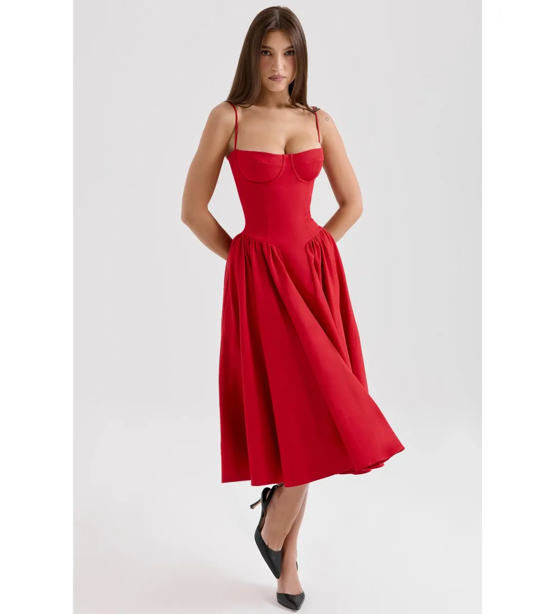 House of CB Samaria Midi Dress Red Size XS / Size 6 for rent on The Volte - main image