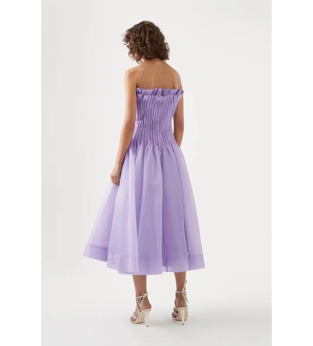 Aje Horizon Pintucked Midi Dress Lilac Size 6 for rent on The Volte - main image