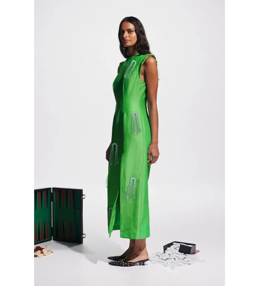 Alemais Dazzle Midi Dress Green Size AU 10 for rent on The Volte - main image