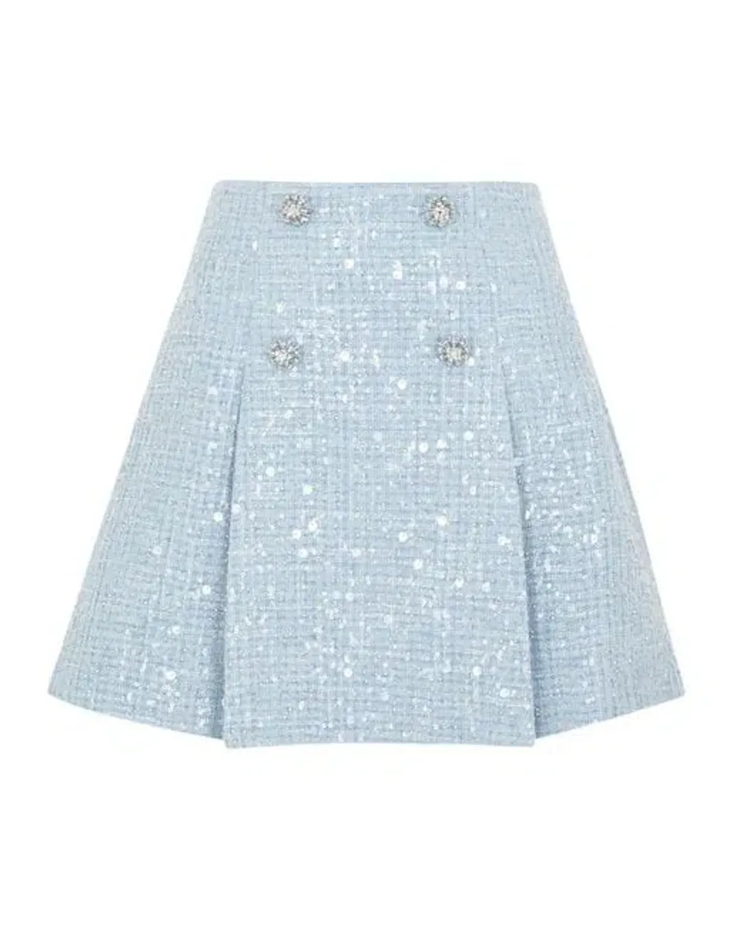Self Portrait Boucle Jacket and Mini Skirt Set in Blue Sequin Size AU 10 for rent on The Volte - main image