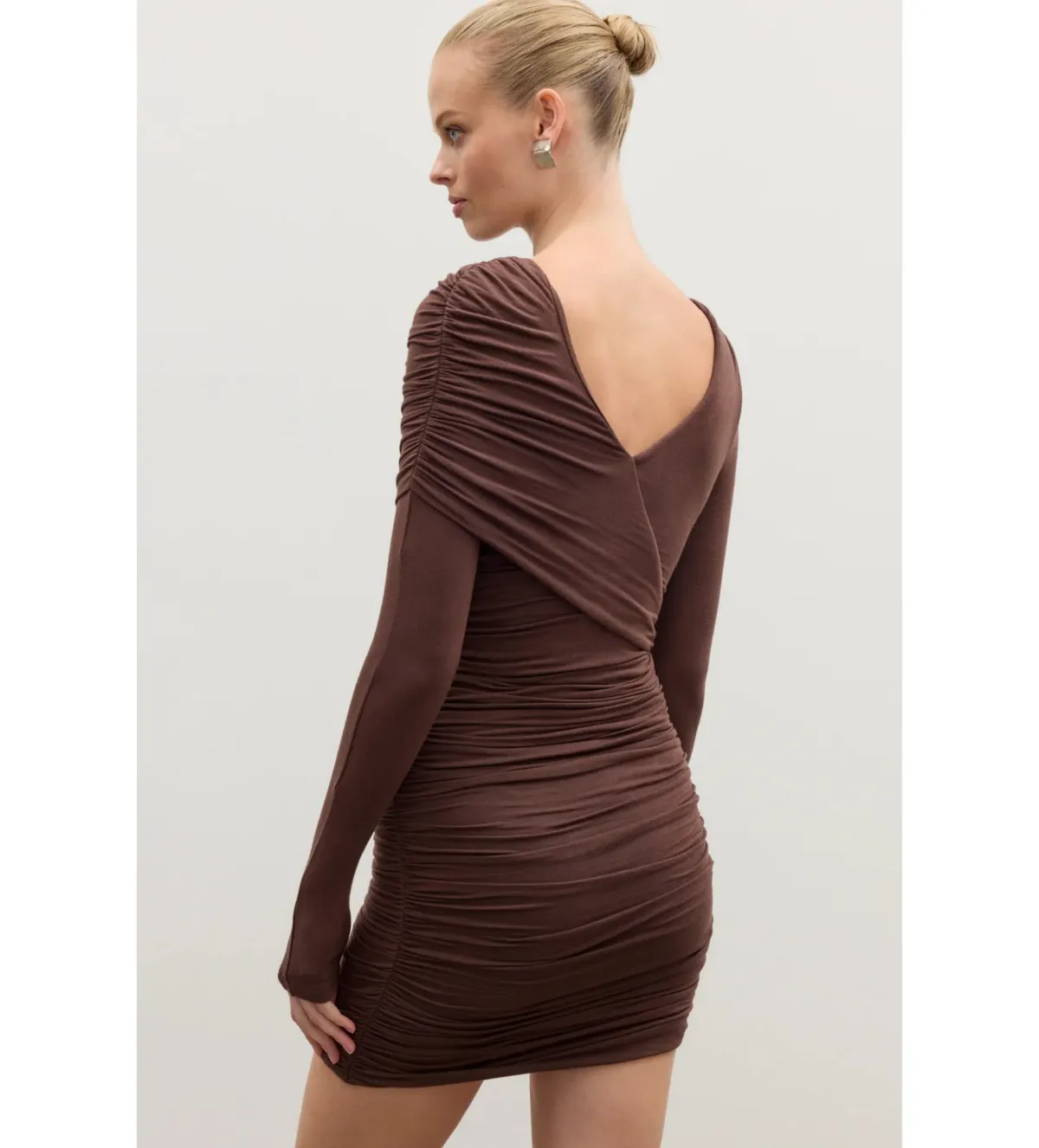 Bayse Kai Mini Dress Chocolate Size XS/AU 6 - Image 3