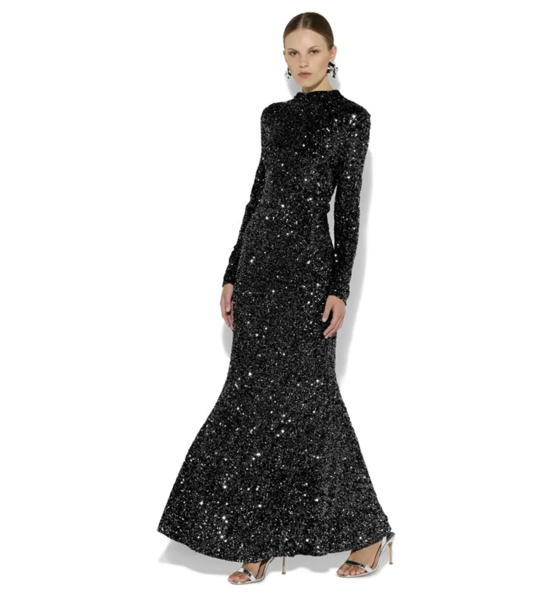 Montique Rapture Sequin Gown Black Size 14/L for rent on The Volte - main image