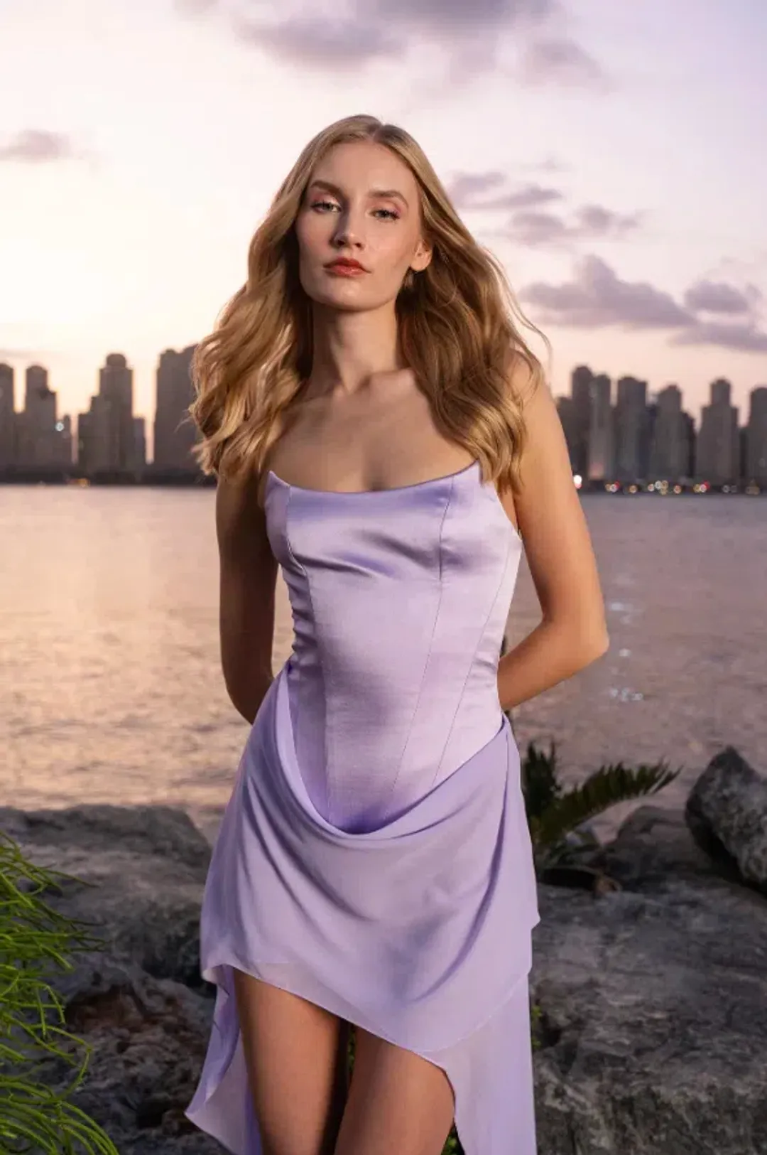 Lunes Paris Mira Bustier Drape MIni Dress White Size 10 for rent on The Volte - main image