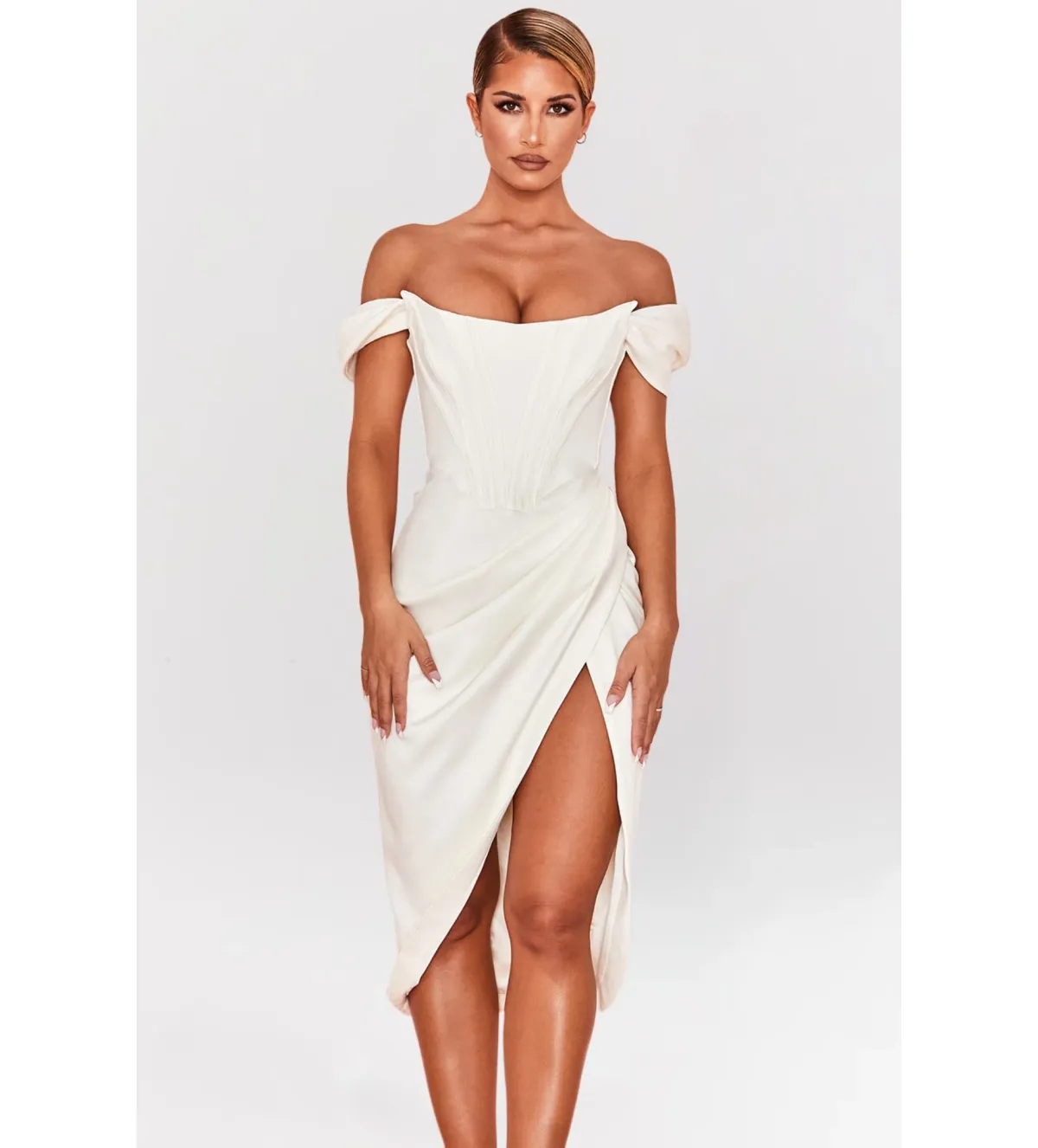 House Of CB Loretta Midi Dress Ivory Size 8/XS - Image 1