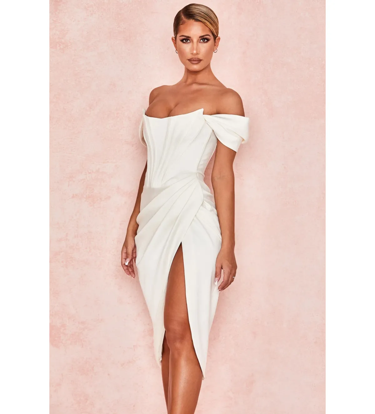 House Of CB Loretta Midi Dress Ivory Size 8/XS - Image 3