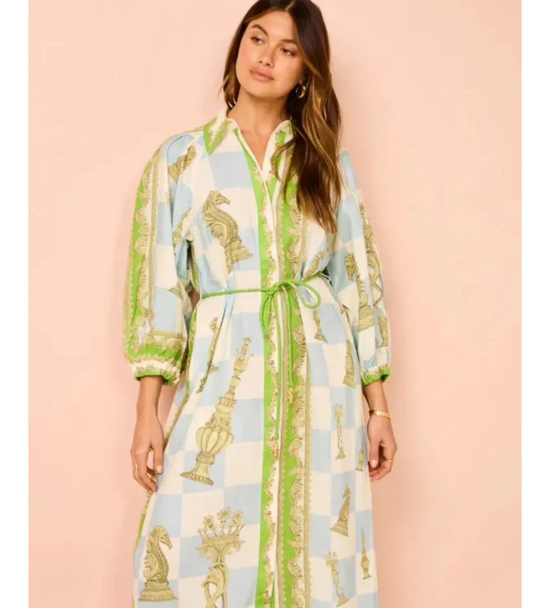 Alemais Checkmate Midi Dress Multi Print Size 8  for rent on The Volte - main image