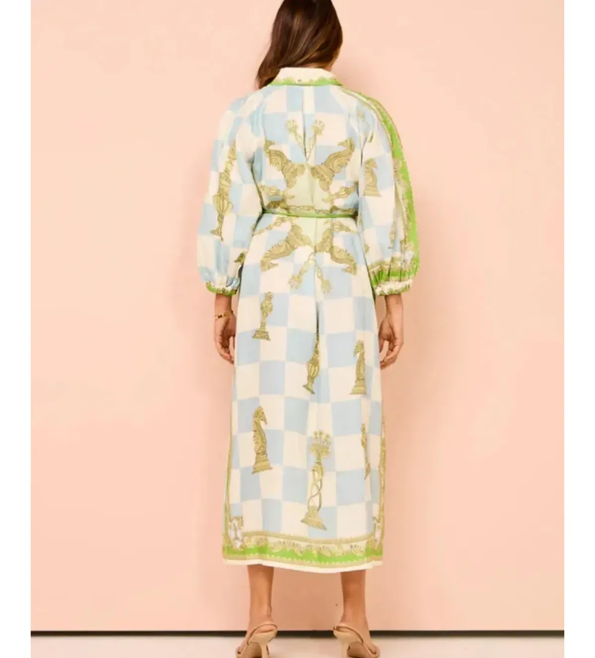 Alemais Checkmate Midi Dress Multi Print Size 8  - Image 3