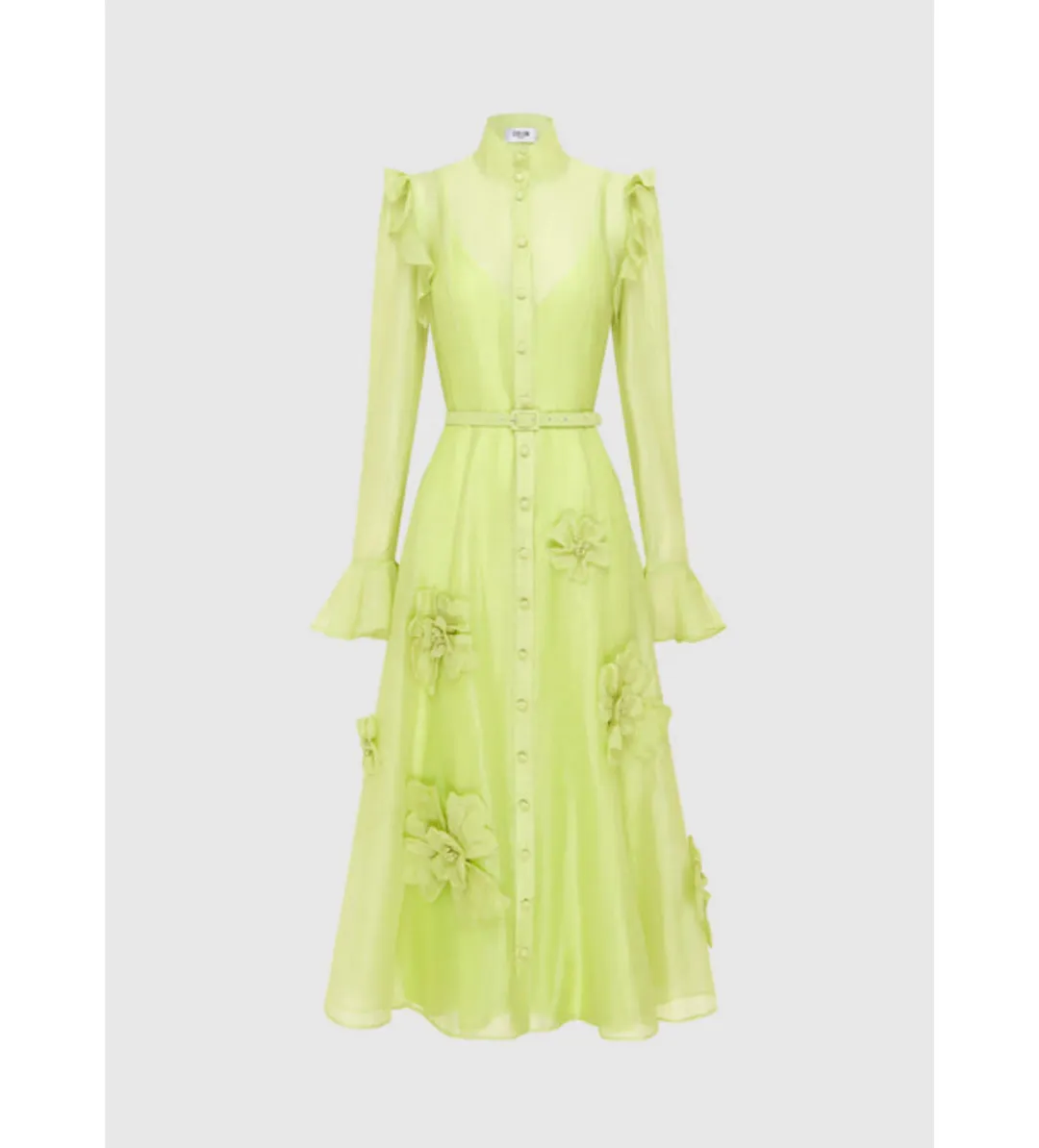LEO LIN Katrina Butterfly Midi in Chartreuse Size 14  for rent on The Volte - main image