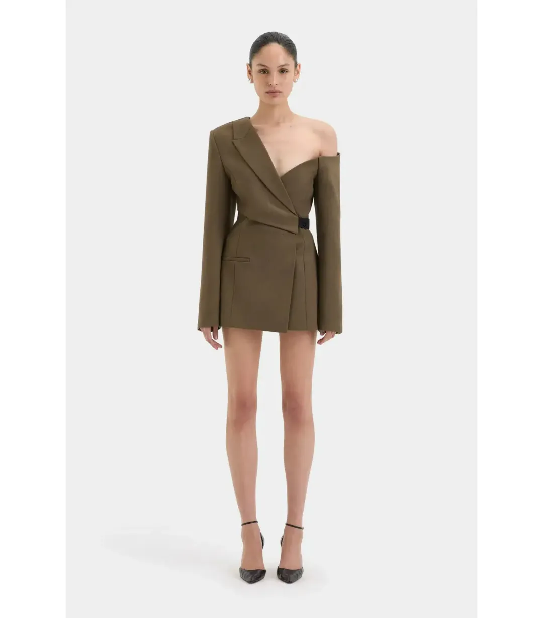 Sir the Label Santoria Mini Dress in Chocolate Marle Size AU 10  for rent on The Volte - main image