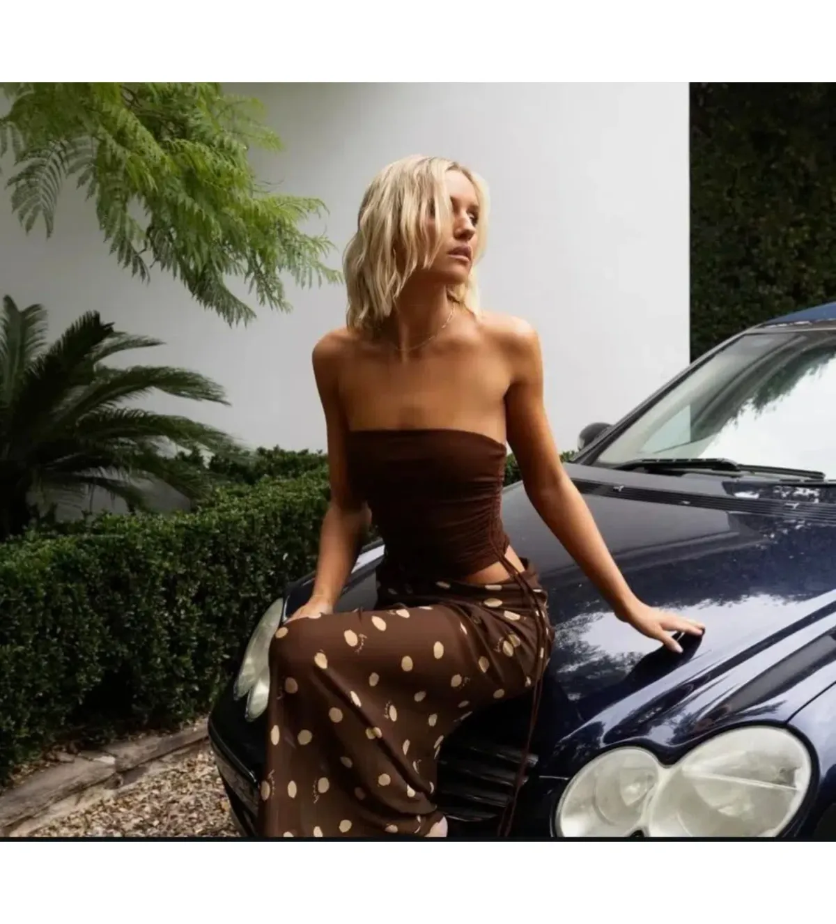 BENNI Roscoe Maxi Dress Espresso Polka Dot Size AU 8 - Image 5