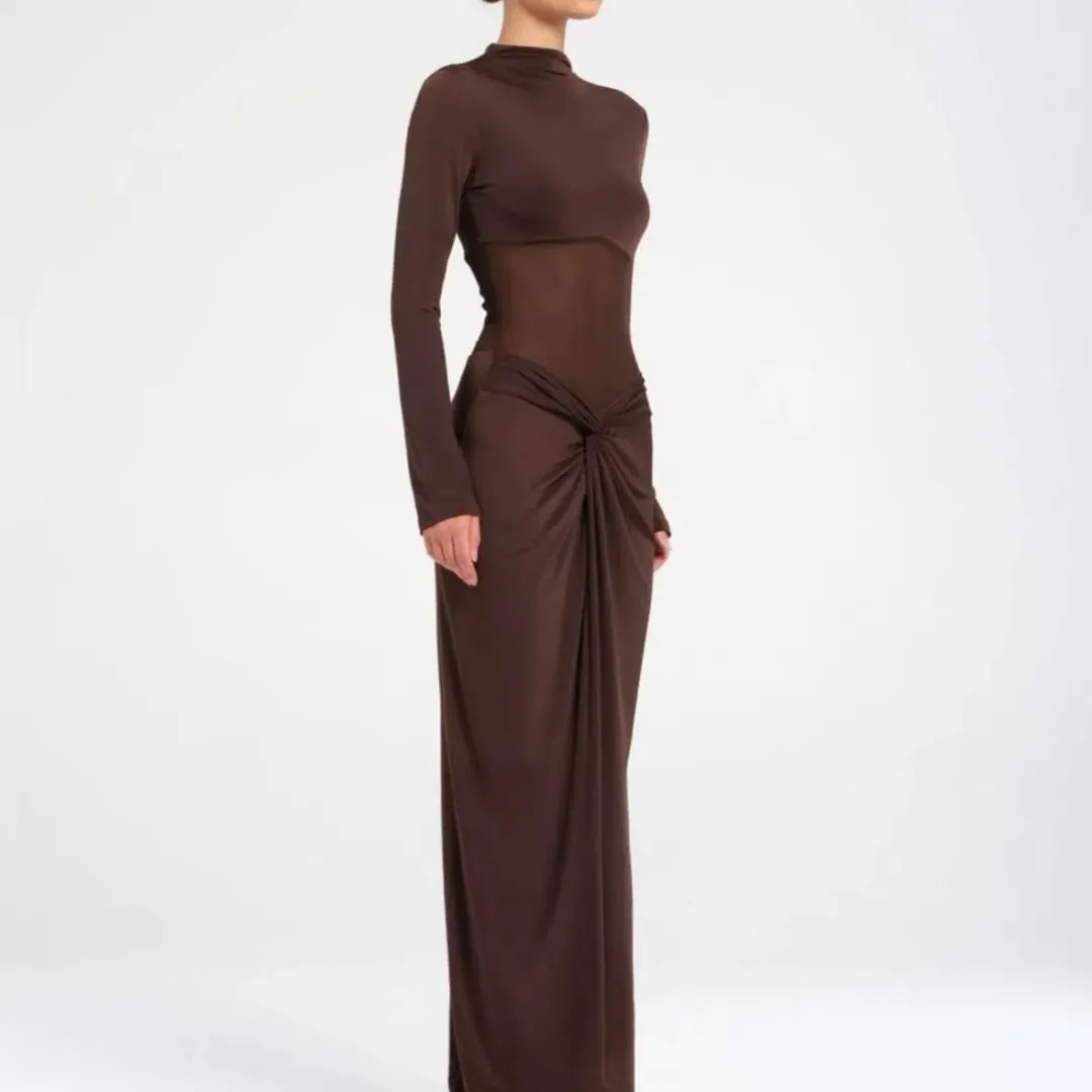 Benni Dora Maxi Dress Chocolate Size AU 8 for rent on The Volte - main image