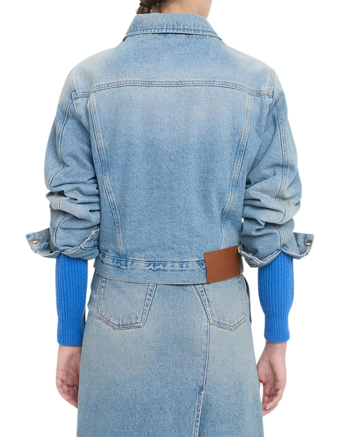Victoria Beckham Padded Denim Jacket Pale Blue Wash Size  for rent on The Volte - main image