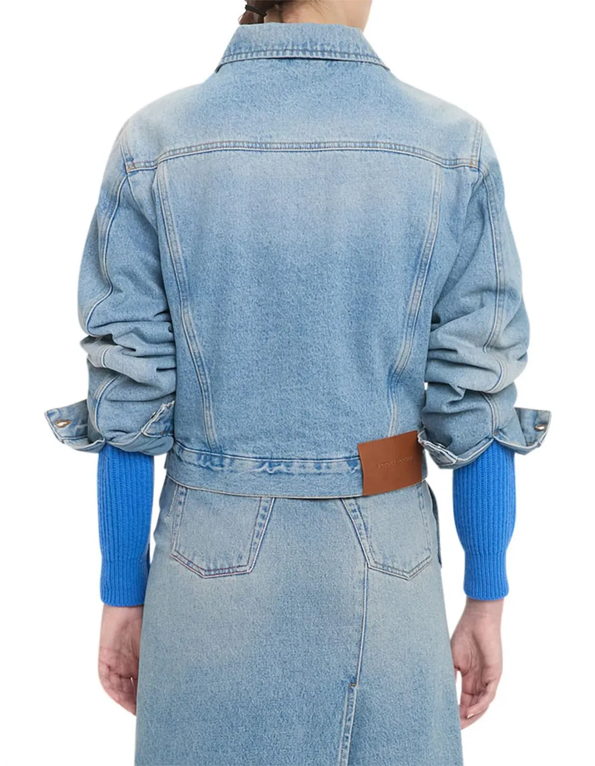 Victoria Beckham Padded Denim Jacket Pale Blue Wash Size  - Image 3