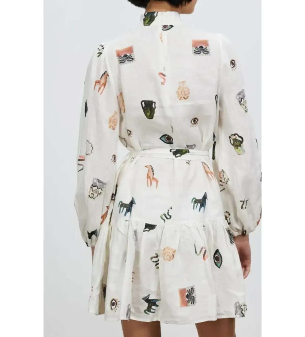 Alemais Hera Mini Dress White Print Size AU 6  - Image 4