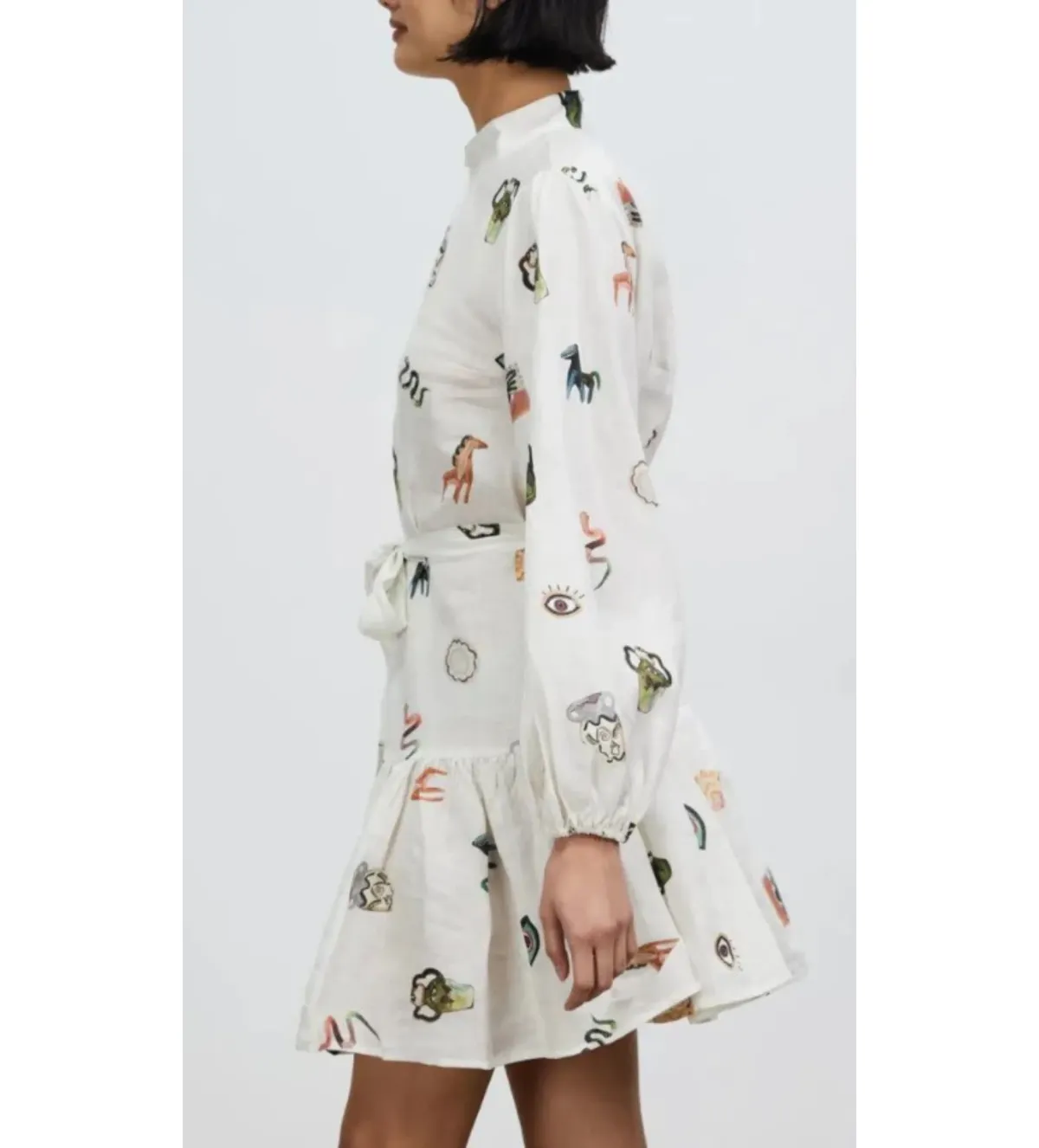 Alemais Hera Mini Dress White Print Size AU 6  - Image 3