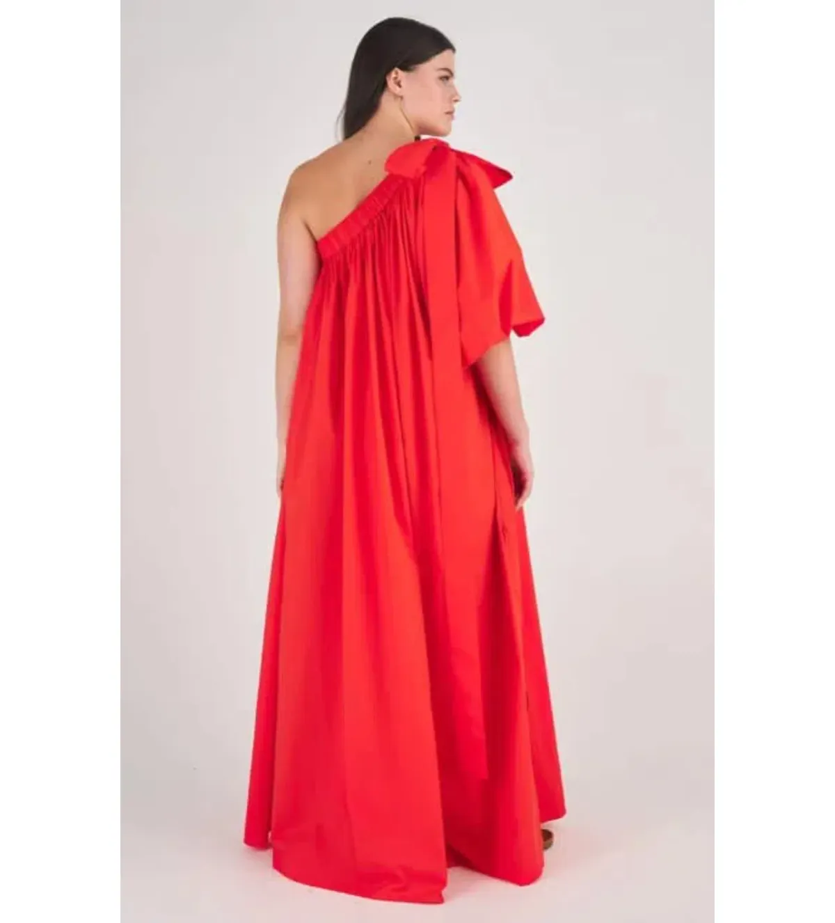 Oroton One Shoulder Dress in True Red Size 12 - Image 5