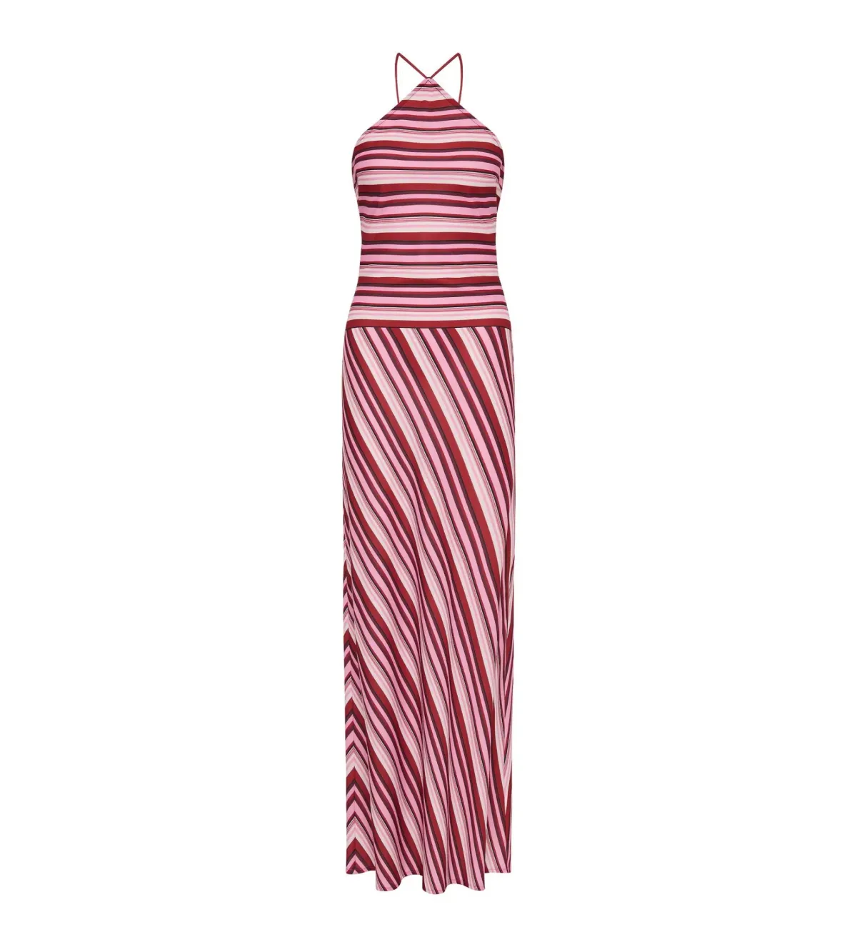 With Harper Lu Magenta Stripe Halter Maxi Dress Size 8 - Image 4