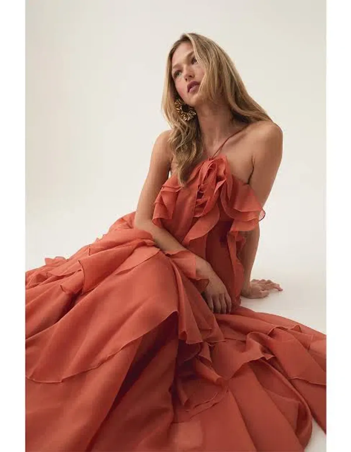 Aje Pandorea Maxi Dress Coral Clay Size AU 14 - Image 7