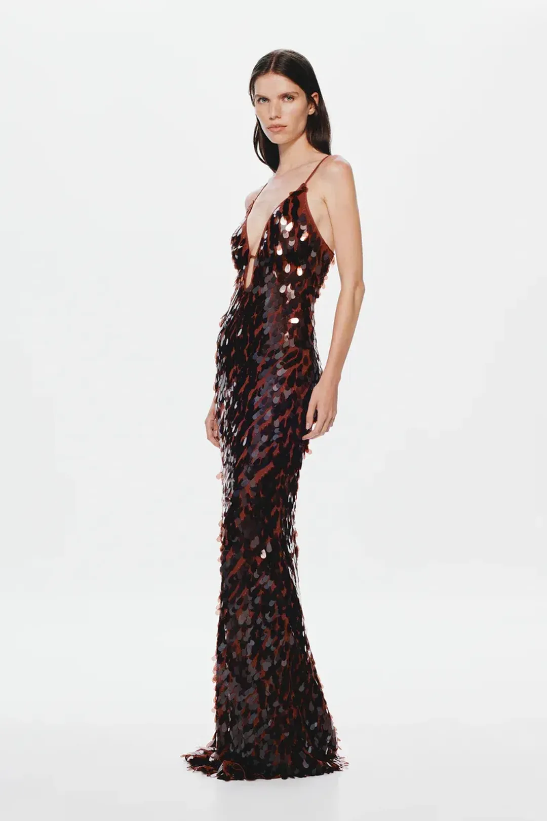 Misha Sapphire Sequin Maxi Dress in Fig Size 8/S for rent on The Volte - main image
