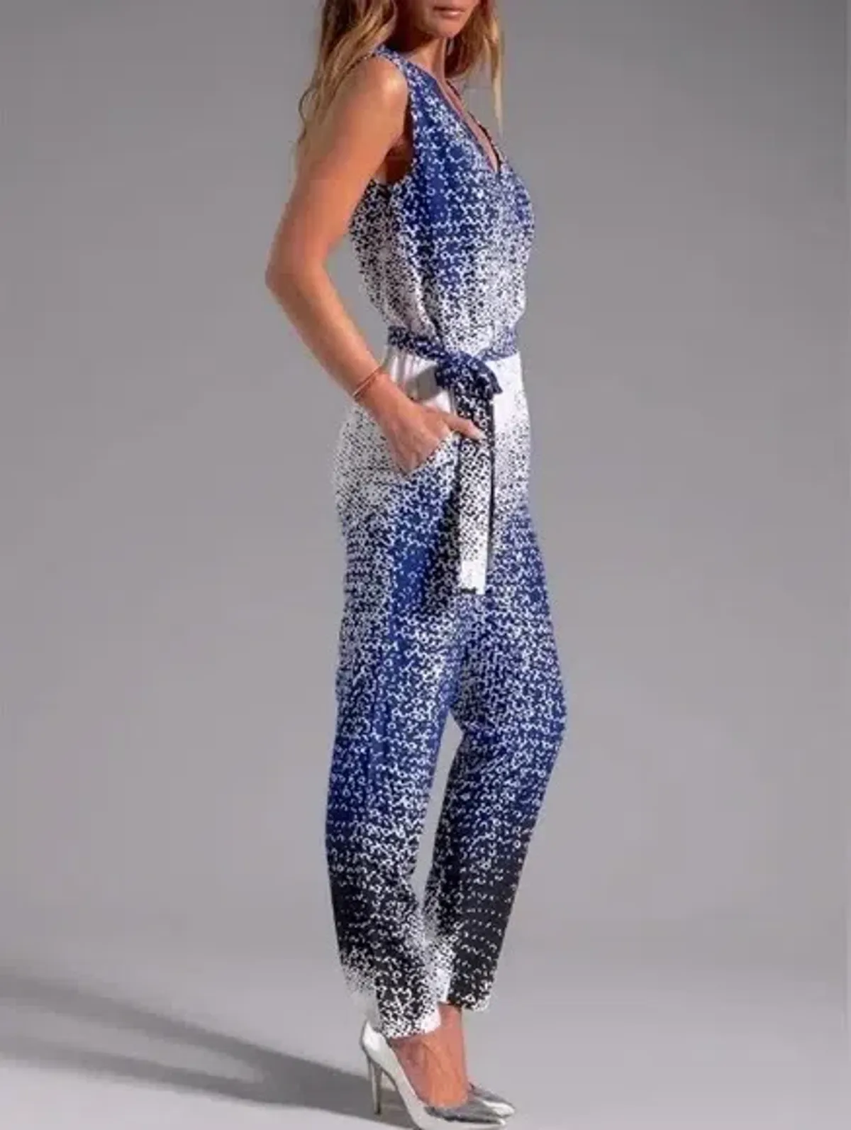 Diane Von Furstenberg Kawena Jumpsuit Multi Print Size 4 - Image 3