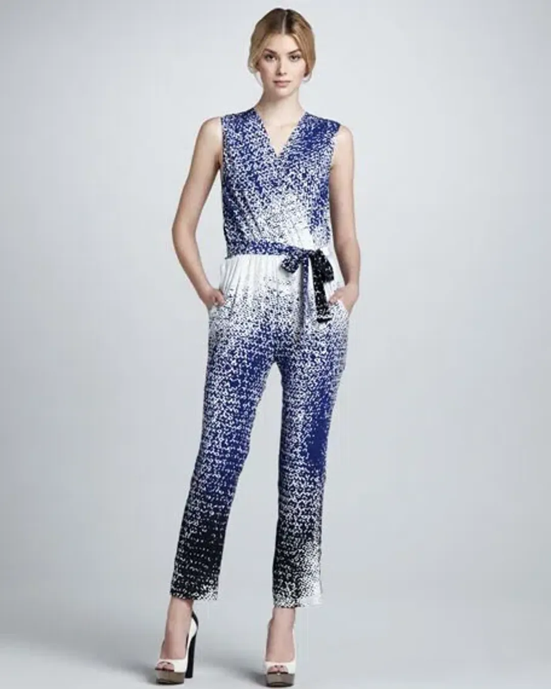 Diane Von Furstenberg Kawena Jumpsuit Multi Print Size 4 for rent on The Volte - main image