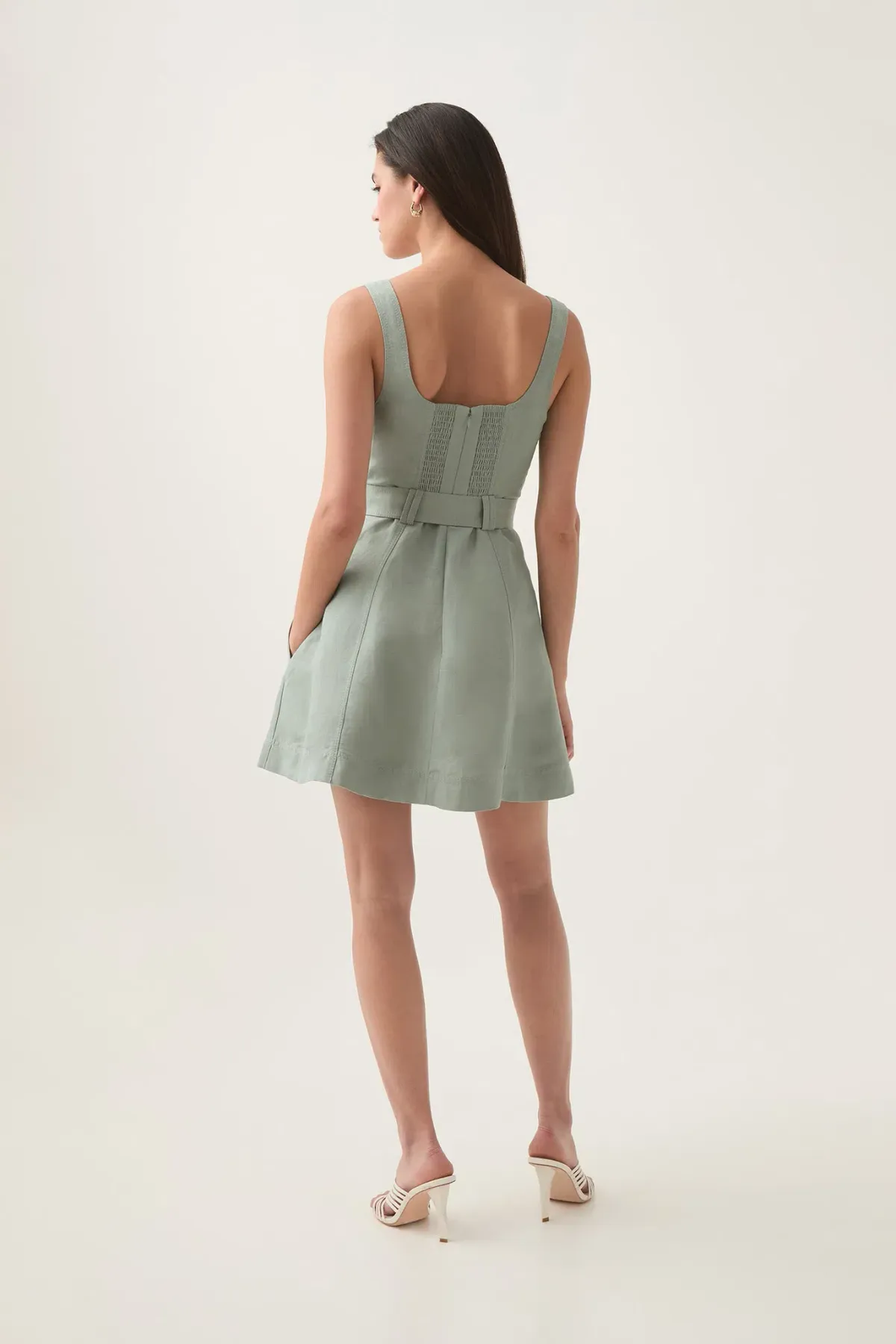 Aje Clay Belted Mini Dress Green Size 12 - Image 4