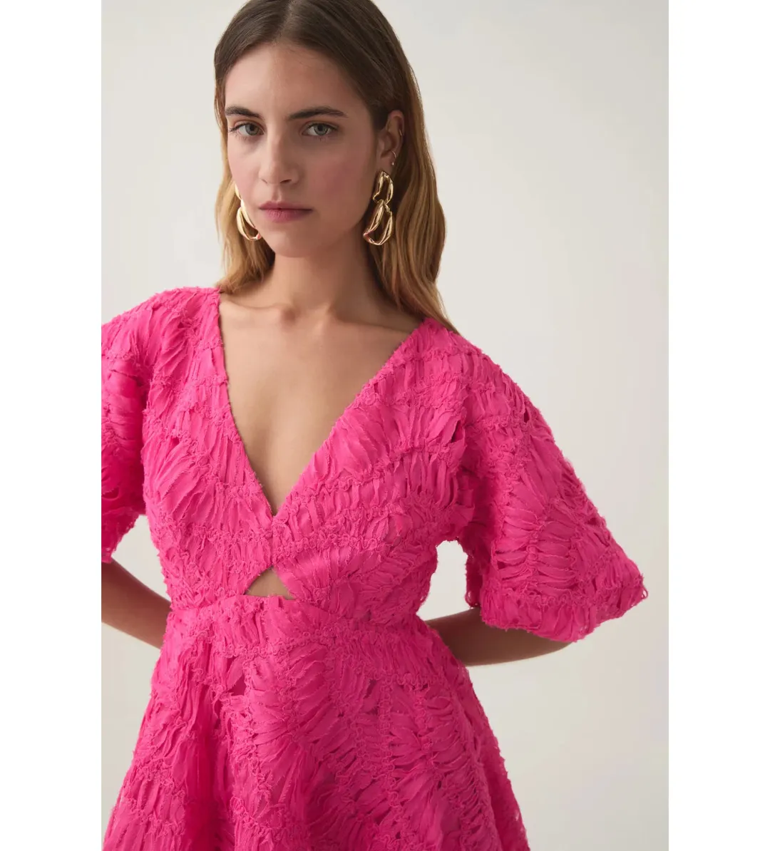 Aje Florential Mini Swing Dress Azalea Pink Size 8 for rent on The Volte - main image