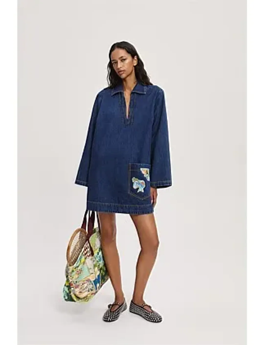 ALEMAIS SPEEDY DENIM MINI DRESS SIZE 10/L for rent on The Volte - main image