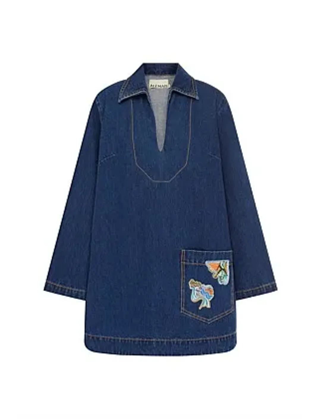 ALEMAIS SPEEDY DENIM MINI DRESS SIZE 10/L for rent on The Volte - main image