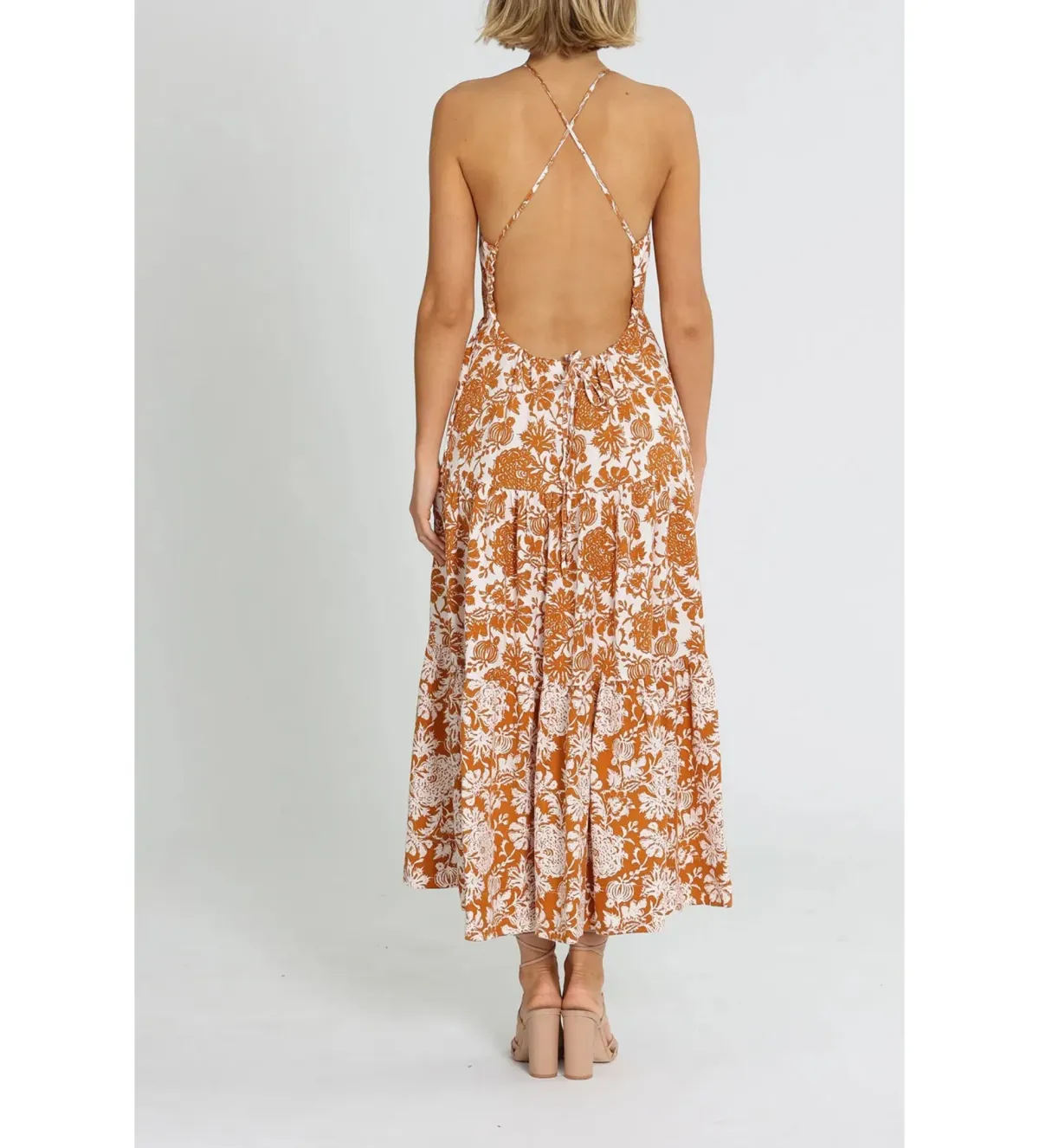 Shona Joy  Vitoria Halter Midi Dress Orange Size 8 - Image 2