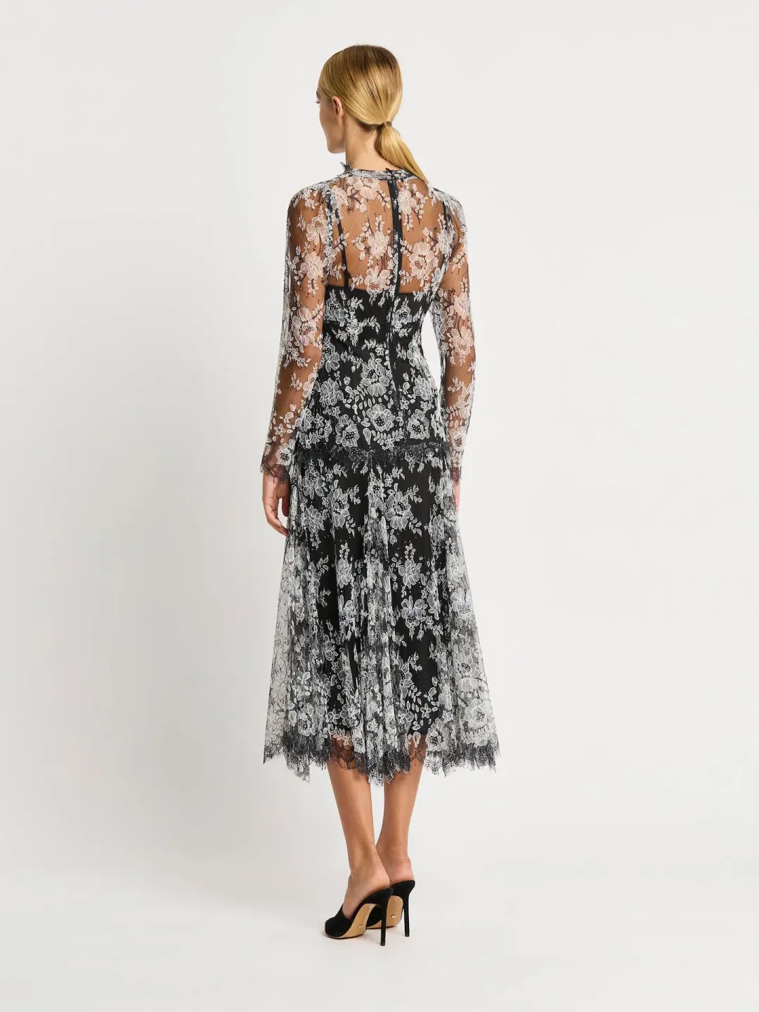 Moss & Spy Melody Midi Dress in Black/Ivory Size AU 14 for rent on The Volte - main image