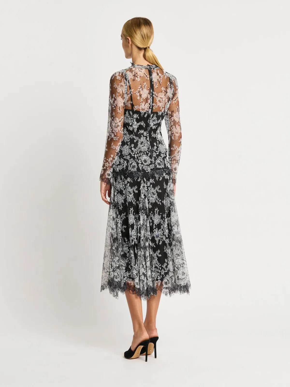 Moss & Spy Melody Midi Dress in Black/Ivory Size AU 14 - Image 3