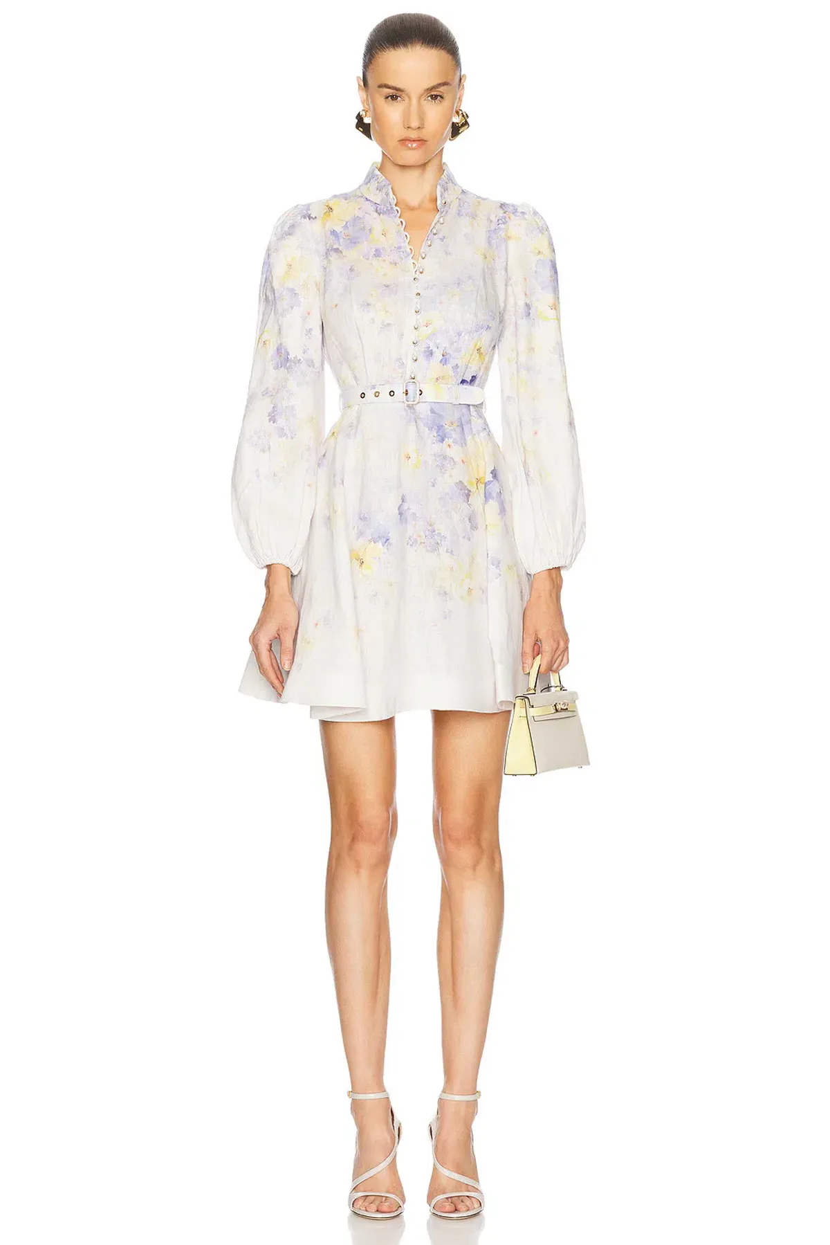 Zimmermann Crush Buttoned Mini Dress Lilac Size 12 - Image 1