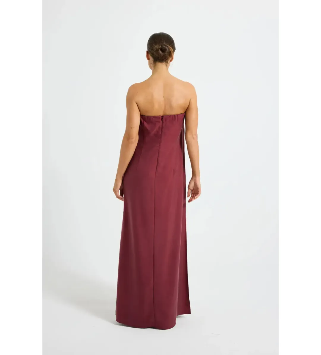 Pasduchas Romance Strapless Maxi Dress Burgundy Floral Size 12 for rent on The Volte - main image